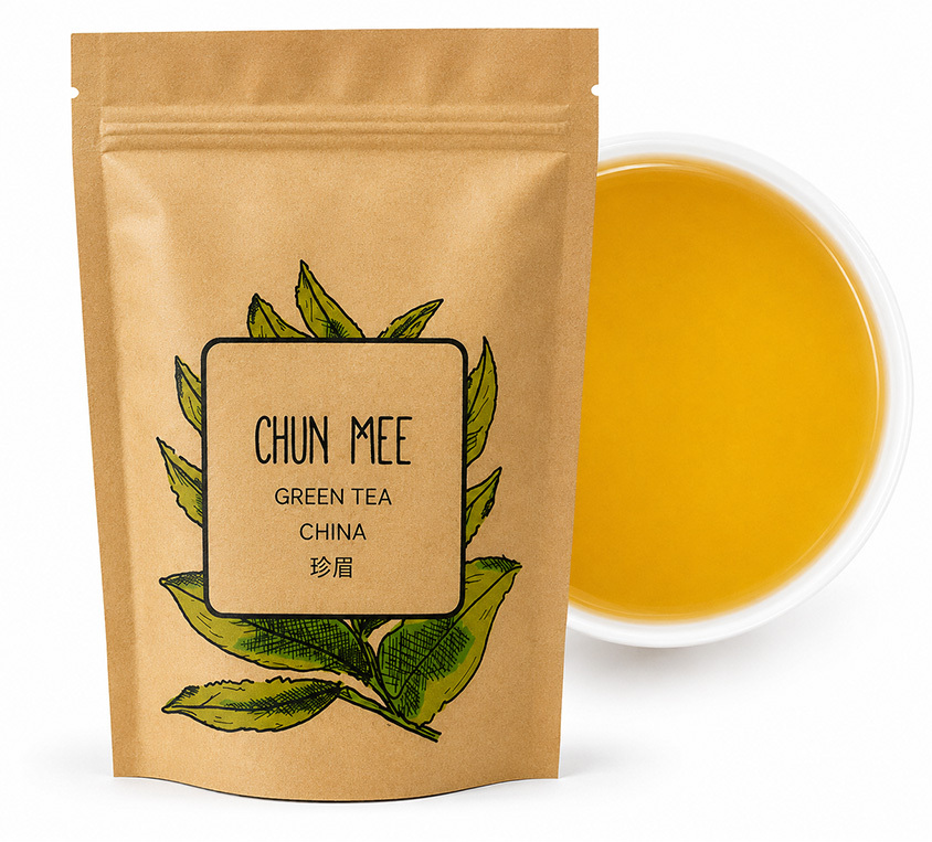 Chun Mee Leo Tea – elegancka puszka, doypack i kubek prezentowy